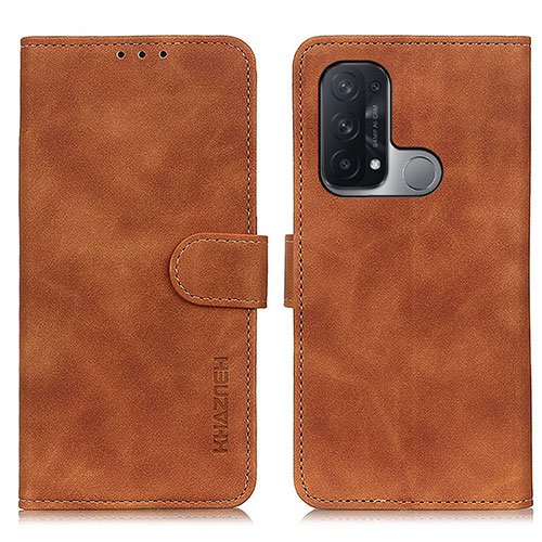 Leather Case Stands Flip Cover Holder K09Z for Oppo Reno5 A Brown