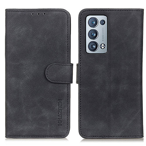 Leather Case Stands Flip Cover Holder K09Z for Oppo Reno6 Pro+ Plus 5G Black