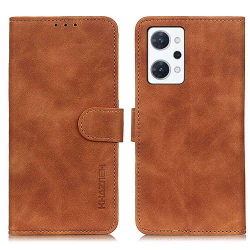 Leather Case Stands Flip Cover Holder K09Z for Oppo Reno7 A Brown