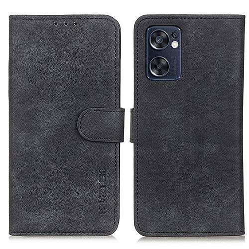 Leather Case Stands Flip Cover Holder K09Z for Oppo Reno7 SE 5G Black