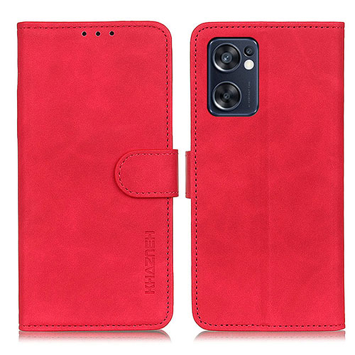 Leather Case Stands Flip Cover Holder K09Z for Oppo Reno7 SE 5G Red