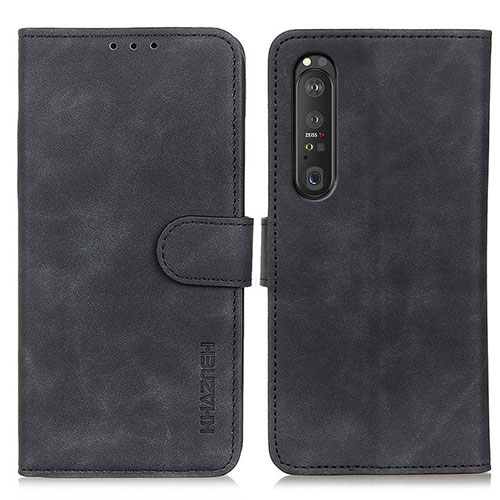 Leather Case Stands Flip Cover Holder K09Z for Sony Xperia 1 III Black