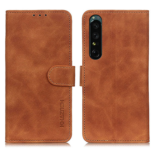 Leather Case Stands Flip Cover Holder K09Z for Sony Xperia 1 IV SO-51C Brown