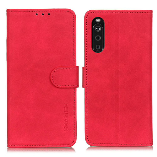 Leather Case Stands Flip Cover Holder K09Z for Sony Xperia 10 III Red