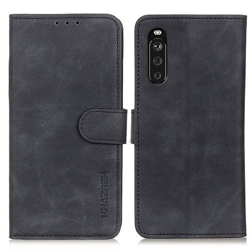 Leather Case Stands Flip Cover Holder K09Z for Sony Xperia 10 III SOG04 Black