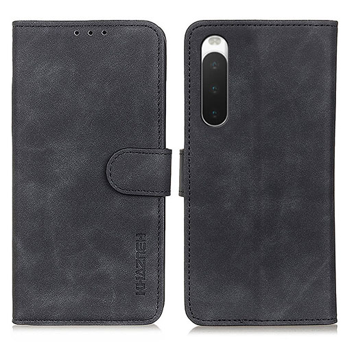 Leather Case Stands Flip Cover Holder K09Z for Sony Xperia 10 IV Black