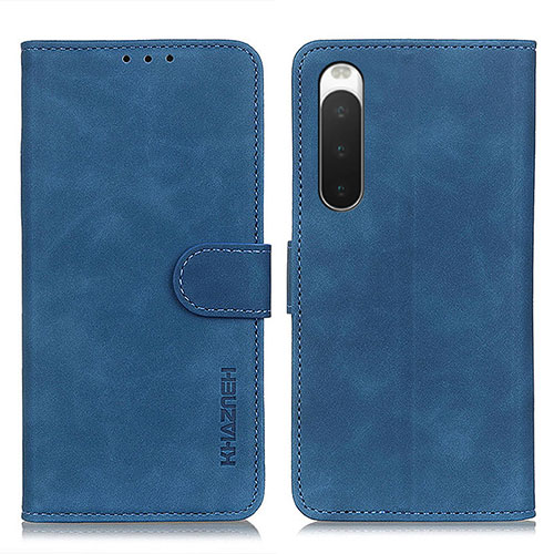 Leather Case Stands Flip Cover Holder K09Z for Sony Xperia 10 IV SO-52C Blue