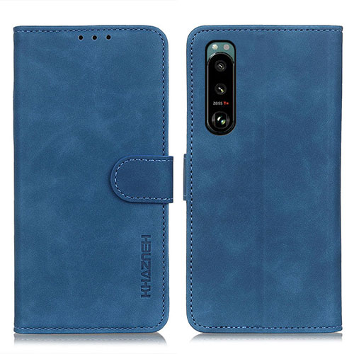 Leather Case Stands Flip Cover Holder K09Z for Sony Xperia 5 III SO-53B Blue