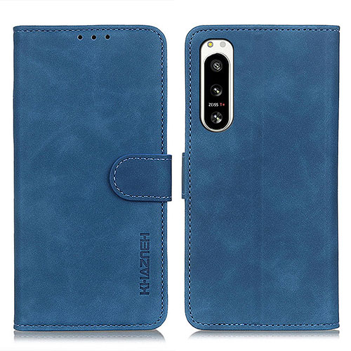 Leather Case Stands Flip Cover Holder K09Z for Sony Xperia 5 IV Blue