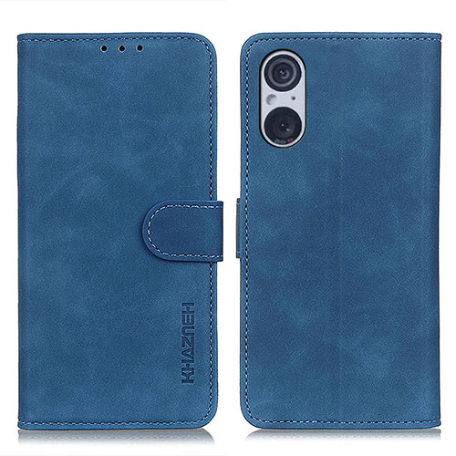 Leather Case Stands Flip Cover Holder K09Z for Sony Xperia 5 V Blue