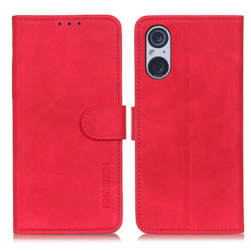 Leather Case Stands Flip Cover Holder K09Z for Sony Xperia 5 V Red