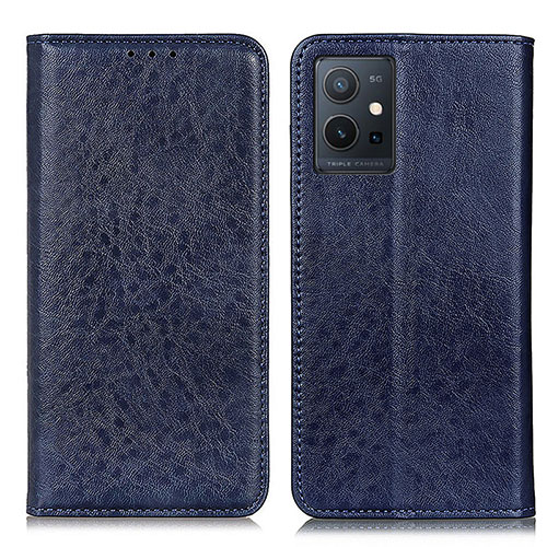 Leather Case Stands Flip Cover Holder K09Z for Vivo Y33e 5G Blue