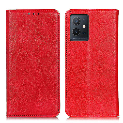 Leather Case Stands Flip Cover Holder K09Z for Vivo Y55s 5G Red