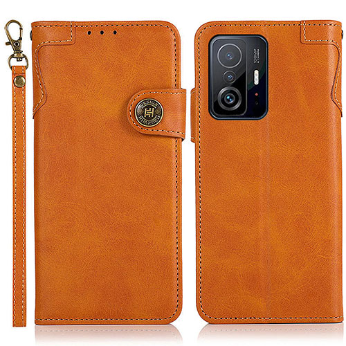 Leather Case Stands Flip Cover Holder K09Z for Xiaomi Mi 11T 5G Brown