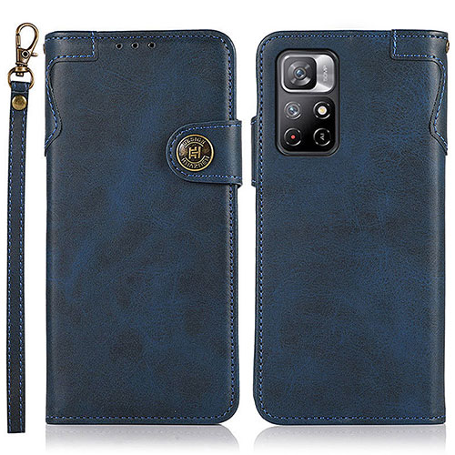 Leather Case Stands Flip Cover Holder K09Z for Xiaomi Poco M4 Pro 5G Blue