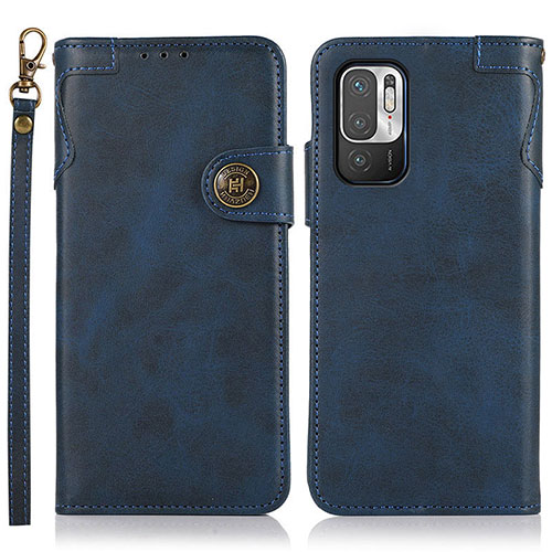 Leather Case Stands Flip Cover Holder K09Z for Xiaomi Redmi Note 10 5G Blue