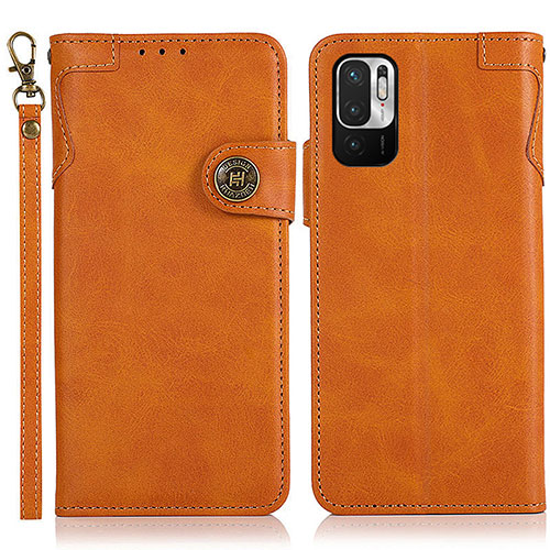 Leather Case Stands Flip Cover Holder K09Z for Xiaomi Redmi Note 10 JE 5G Brown