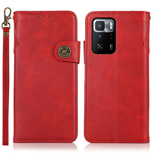 Leather Case Stands Flip Cover Holder K09Z for Xiaomi Redmi Note 10 Pro 5G Red