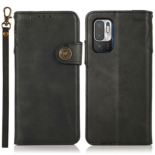 Leather Case Stands Flip Cover Holder K09Z for Xiaomi Redmi Note 10T 5G Black