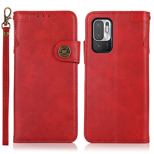 Leather Case Stands Flip Cover Holder K09Z for Xiaomi Redmi Note 10T 5G Red