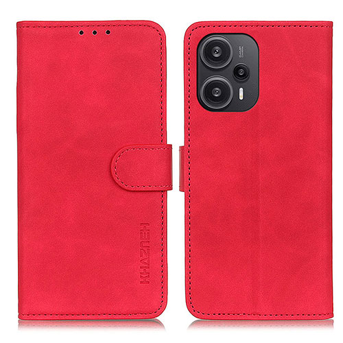 Leather Case Stands Flip Cover Holder K09Z for Xiaomi Redmi Note 12 Turbo 5G Red