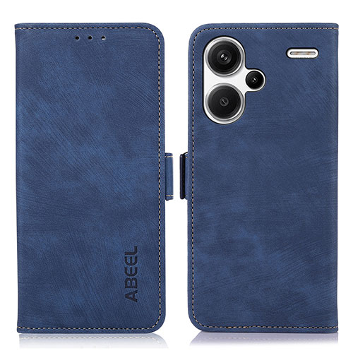 Leather Case Stands Flip Cover Holder K09Z for Xiaomi Redmi Note 13 Pro+ Plus 5G Blue
