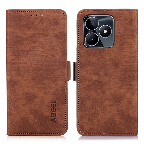 Leather Case Stands Flip Cover Holder K10Z for Realme C67 Brown