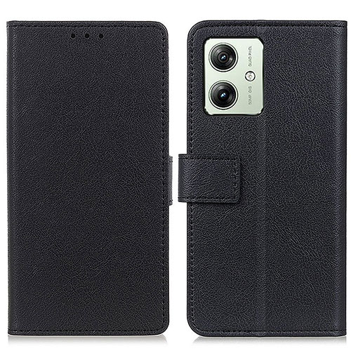 Leather Case Stands Flip Cover Holder KZ2 for Motorola Moto G54 5G Black