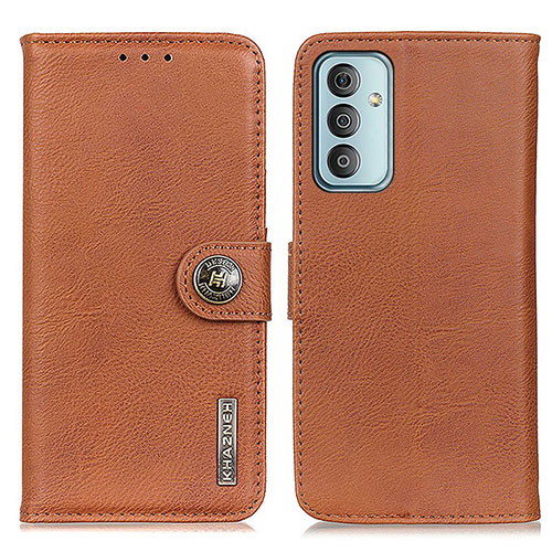 Leather Case Stands Flip Cover Holder KZ2 for Samsung Galaxy M23 5G Brown