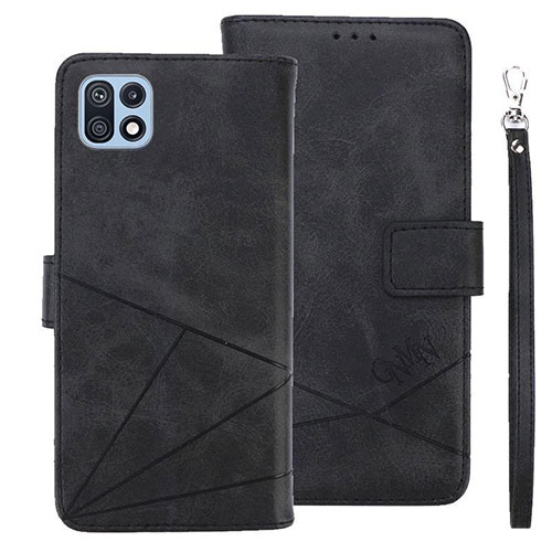 Leather Case Stands Flip Cover Holder L01 for Samsung Galaxy F42 5G Black