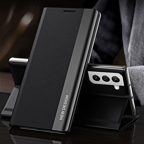 Leather Case Stands Flip Cover Holder L01 for Samsung Galaxy S21 FE 5G Black