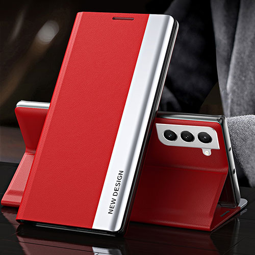 Leather Case Stands Flip Cover Holder L01 for Samsung Galaxy S24 5G Red