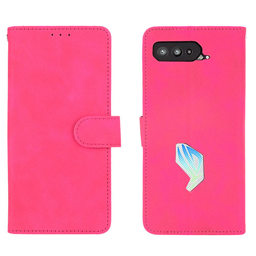 Leather Case Stands Flip Cover Holder L01Z for Asus ROG Phone 5s Hot Pink