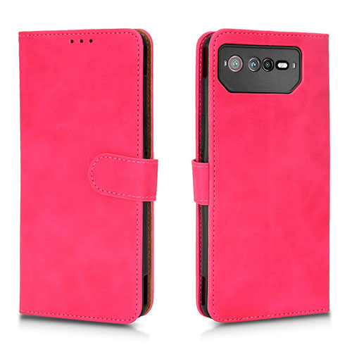 Leather Case Stands Flip Cover Holder L01Z for Asus ROG Phone 6 Hot Pink