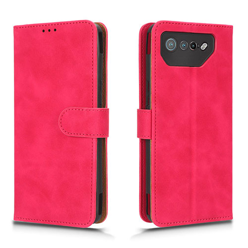 Leather Case Stands Flip Cover Holder L01Z for Asus ROG Phone 7 Hot Pink