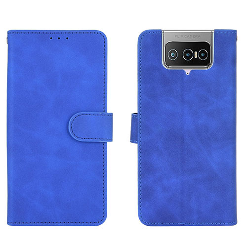 Leather Case Stands Flip Cover Holder L01Z for Asus Zenfone 7 Pro ZS671KS Blue