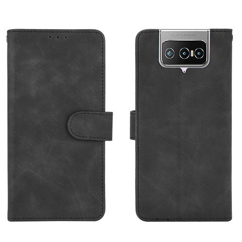 Leather Case Stands Flip Cover Holder L01Z for Asus ZenFone 8 Flip ZS672KS Black