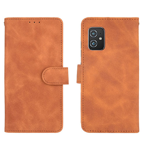 Leather Case Stands Flip Cover Holder L01Z for Asus Zenfone 8 ZS590KS Brown