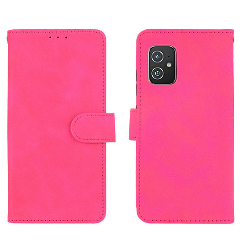 Leather Case Stands Flip Cover Holder L01Z for Asus Zenfone 8 ZS590KS Hot Pink