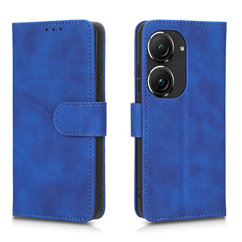 Leather Case Stands Flip Cover Holder L01Z for Asus Zenfone 9 Blue