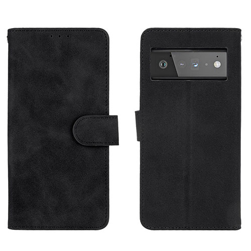 Leather Case Stands Flip Cover Holder L01Z for Google Pixel 6 Pro 5G Black