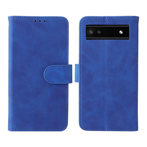 Leather Case Stands Flip Cover Holder L01Z for Google Pixel 6a 5G Blue