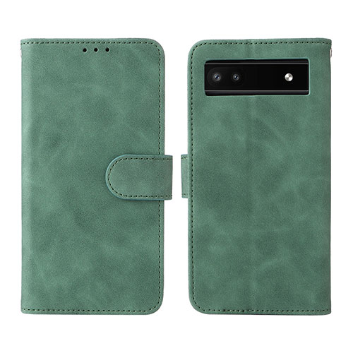 Leather Case Stands Flip Cover Holder L01Z for Google Pixel 6a 5G Green