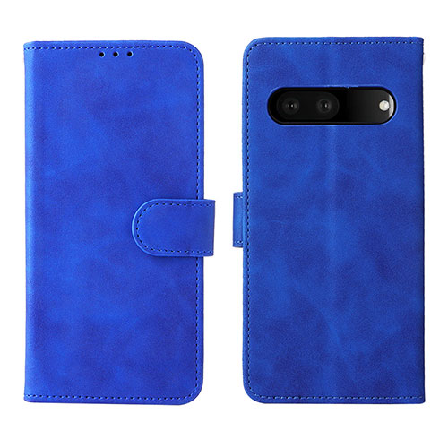 Leather Case Stands Flip Cover Holder L01Z for Google Pixel 7 5G Blue