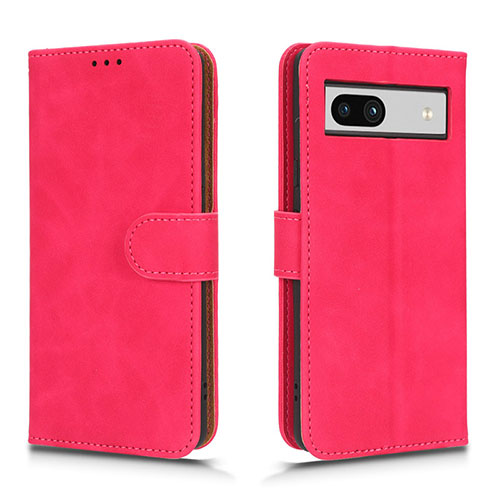 Leather Case Stands Flip Cover Holder L01Z for Google Pixel 7a 5G Hot Pink