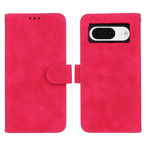 Leather Case Stands Flip Cover Holder L01Z for Google Pixel 8 5G Hot Pink