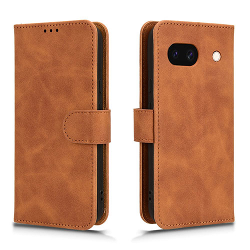 Leather Case Stands Flip Cover Holder L01Z for Google Pixel 8a 5G Brown