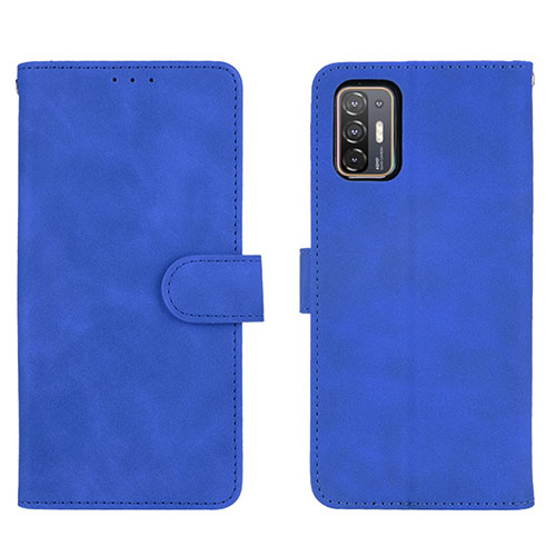 Leather Case Stands Flip Cover Holder L01Z for HTC Desire 21 Pro 5G Blue