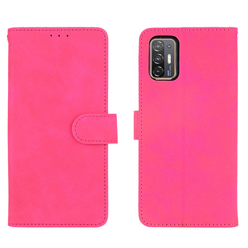 Leather Case Stands Flip Cover Holder L01Z for HTC Desire 21 Pro 5G Hot Pink
