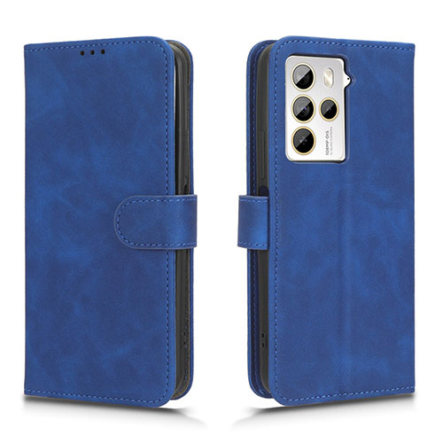 Leather Case Stands Flip Cover Holder L01Z for HTC U23 5G Blue